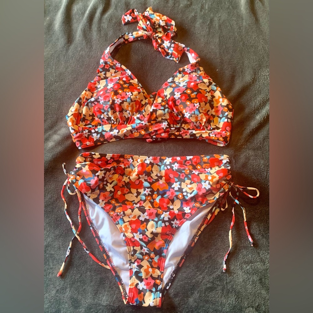 Pink floral swimsuit